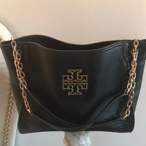 Authentic Tory Burch black leather shoulder bag